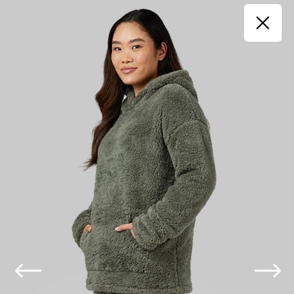 32 Degrees Women's Green Sherpa Pullover Hoodie